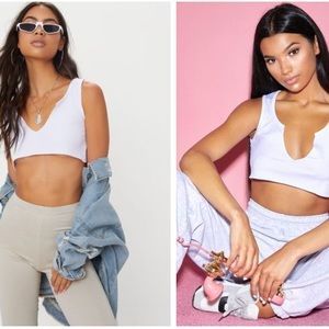 White ribbed crop top PLT